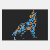 Oranje Blauwe Wolf Spatverf Inpakpapier Vel (Voorkant 2)