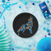 Oranje Blauwe Wolf Splattered Paint Papieren Bordje (Feest)