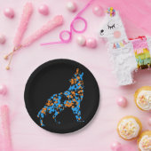 Oranje Blauwe Wolf Splattered Paint Papieren Bordje (Feest)