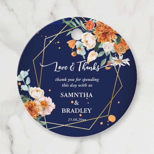 Oranje blauwe zeebrasem blauw dank u bedankjes labels (Voorkant)