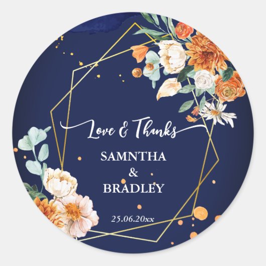 Oranje blauwe zeebrasem blauw dank u ronde sticker (Voorkant)