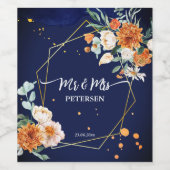 Oranje blauwe zeebrasem navy blue gepersonaliseerd wijn etiket (Enkel label)