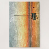 Oranje Blauwe Zonneboot Waterverf Legpuzzel (Verticaal)