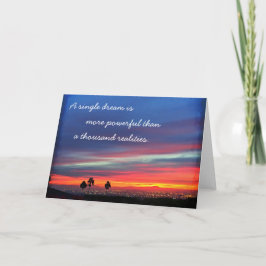 Oranje blauwe zonsondergang met krachtige offerte kaart