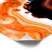 Oranje, blauwe, zwarte digitale fluïde kunst perfect poster (Hoek)