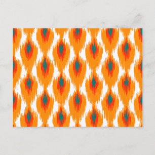 Oranje Blauwgroen Abstract tribaal Ikat Diamond Pa Briefkaart