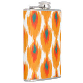 Oranje Blauwgroen Abstract tribaal Ikat Diamond Pa Heupfles (Rechts)