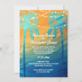 Oranje Blauwgroen Blauwe Tropische Huwelijksuitnod Kaart (Voorkant)