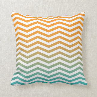 Oranje Blauwgroen blauwe Waterverf Chevron Modern Kussen