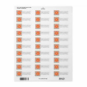 Oranje Blauwgroen Chevron - Monogram Return Addres Etiket (Full Sheet)