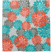 Oranje Blauwgroen Douchegordijn (Voorkant)