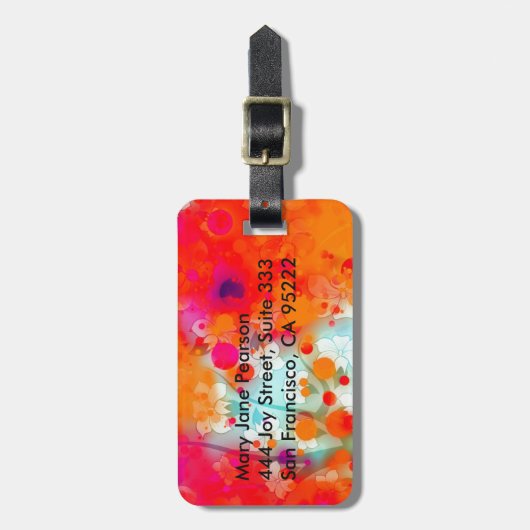 Oranje Blauwgroen droog Abstract Bagagelabel (Voorkant verticaal)