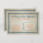  Oranje, Blauwgroen en blauw huwelijk RSVP Kaart (Voorkant / Achterkant)