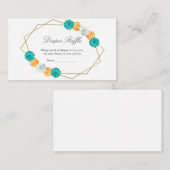 Oranje Blauwgroen flora Geometrische Baby Diapluie Informatiekaartje (Voorkant / Achterkant)