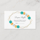 Oranje Blauwgroen flora Geometrische Baby Diapluie Informatiekaartje (Voorkant)