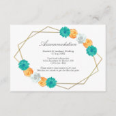 Oranje Blauwgroen Floral Geometric Wedding Accommo Informatiekaartje (Voorkant)