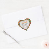 Oranje Blauwgroen Floral Swirl CustomName Heart St Hart Sticker (Envelop)