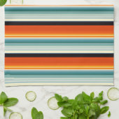 Oranje Blauwgroen gestreept Theedoek (Gevouwen)