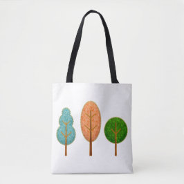 Oranje Blauwgroen groen bomen Artsy Modern Pattern Tote Bag