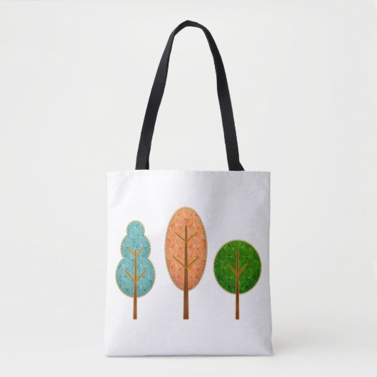 Oranje Blauwgroen groen bomen Artsy Modern Pattern Tote Bag (Voorkant)