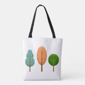 Oranje Blauwgroen groen bomen Artsy Modern Pattern Tote Bag (Achterkant)