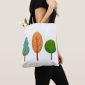 Oranje Blauwgroen groen bomen Artsy Modern Pattern Tote Bag (Dichtbij)
