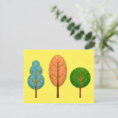 Oranje Blauwgroen groene bomen met geel opschrift Briefkaart (Staand voorkant)
