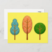 Oranje Blauwgroen groene bomen met geel opschrift Briefkaart (Voorkant / Achterkant)