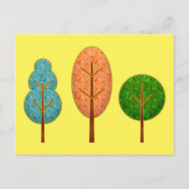 Oranje Blauwgroen groene bomen met geel opschrift Briefkaart