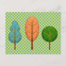 Oranje Blauwgroen groene bomen met moderne Polka D Briefkaart