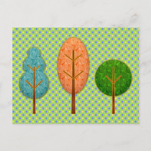Oranje Blauwgroen groene bomen met moderne Polka D Briefkaart (Voorkant)