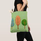 Oranje Blauwgroen groene bomen met moderne Polka D Tote Bag (Dichtbij)