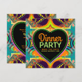 Oranje Blauwgroen Groovy Hippie Bohemian, met de g Save The Date (Voorkant / Achterkant)