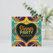 Oranje Blauwgroen Groovy Hippie Bohemian, met de g Save The Date (Staand voorkant)