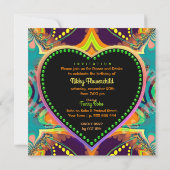 Oranje Blauwgroen Groovy Hippie Bohemian, met de g Save The Date (Achterkant)