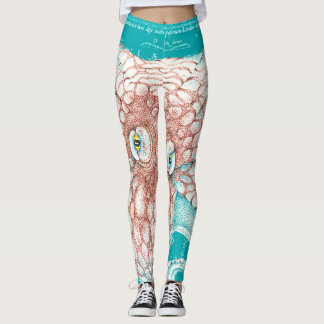 Oranje Blauwgroen inktpatronen Leggings