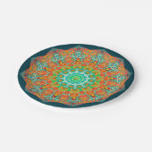 Oranje Blauwgroen Kaleidoscoop-Borden Papieren Bordje (Gekanteld)