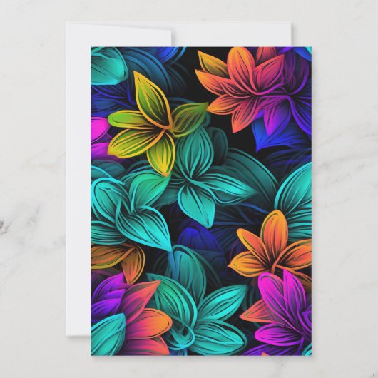 Oranje Blauwgroen Paarse neonbloemen 40e geboorted Kaart (Achterkant)