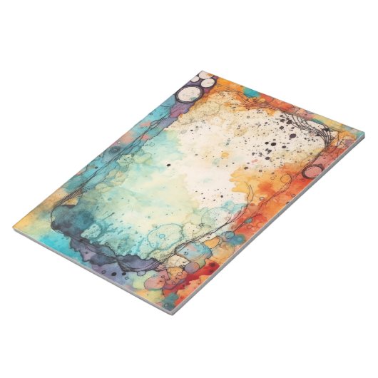 Oranje, Blauwgroen, Paarse waterverf spatten pagin Notitieblok (Schuin)