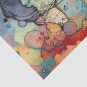 Oranje, Blauwgroen, Paarse waterverf spatten pagin Tissuepapier (Detail)