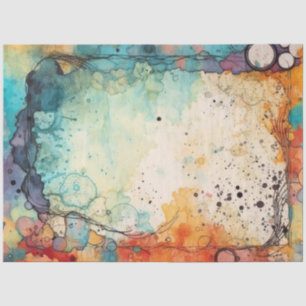 Oranje, Blauwgroen, Paarse waterverf spatten pagin Tissuepapier