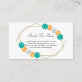 Oranje Blauwgroen platte geometrische boeken voor  Informatiekaartje (Voorkant)