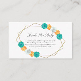 Oranje Blauwgroen platte geometrische boeken voor  Informatiekaartje