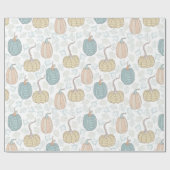  Oranje Blauwgroen pompoenen vallen op wit Cadeaupapier (Vlak)