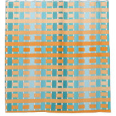 Oranje-Blauwgroen speldenstang Douchegordijn (Voorkant)