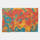 Oranje & Blauwgroen Turkije Theedoek (Horizontaal)