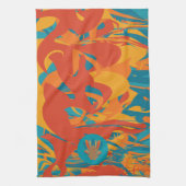 Oranje & Blauwgroen Turkije Theedoek (Verticaal)