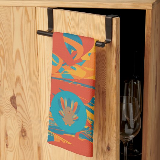 Oranje & Blauwgroen Turkije Theedoek (Derde Gevouwen)