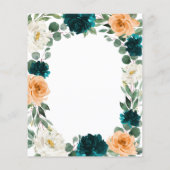 Oranje Blauwgroen Turquoise Blue Boho Wedding Menu (Achterkant)