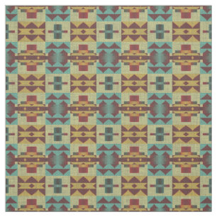 Oranje Blauwgroen Turquoise Green Dark Red Ethnic  Stof